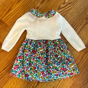 Mini Boden sweater and floral dress 95% cotton 5% cashmere